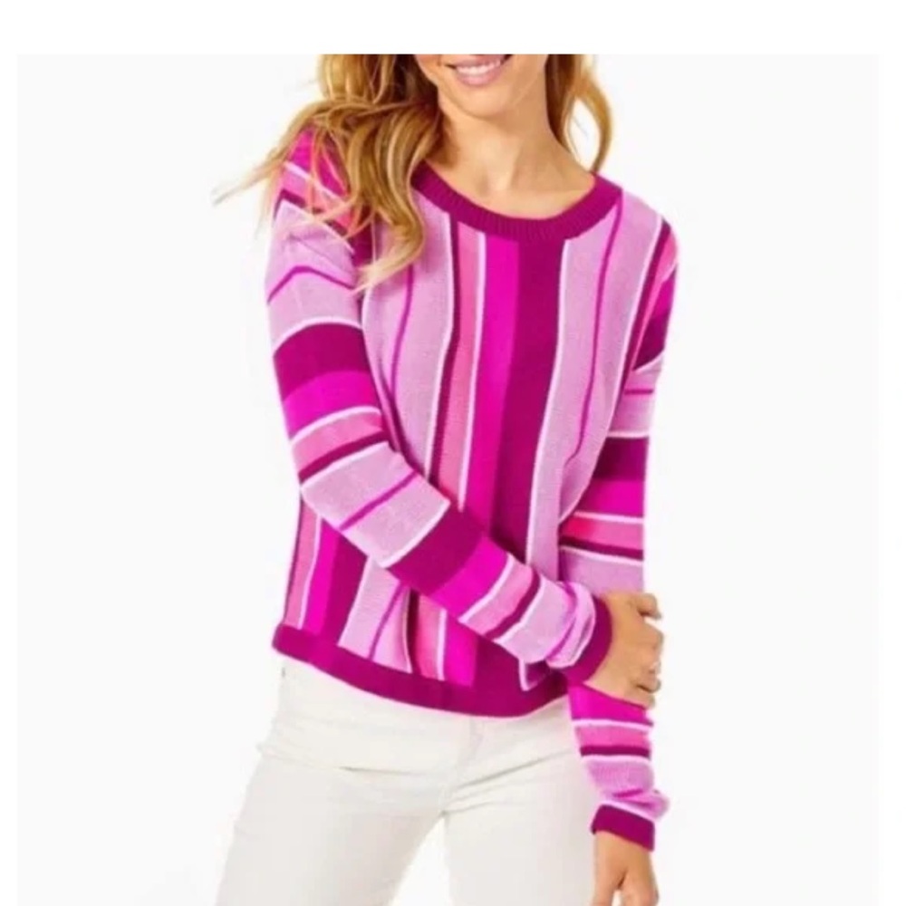 LILLY PULITZER island jungle stripe Daryl crewneck sweater S